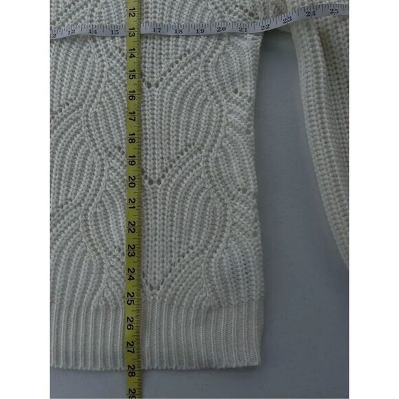 T4 Boho Caren Sport Knit Sweater Open Weave Pullover Long Sleeve Cream - Picture 4 of 5